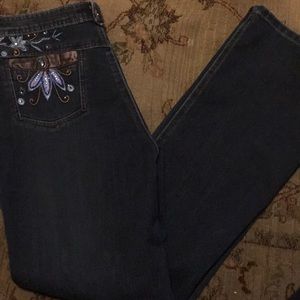 Size 10 jeans  leather embroidered Annabell